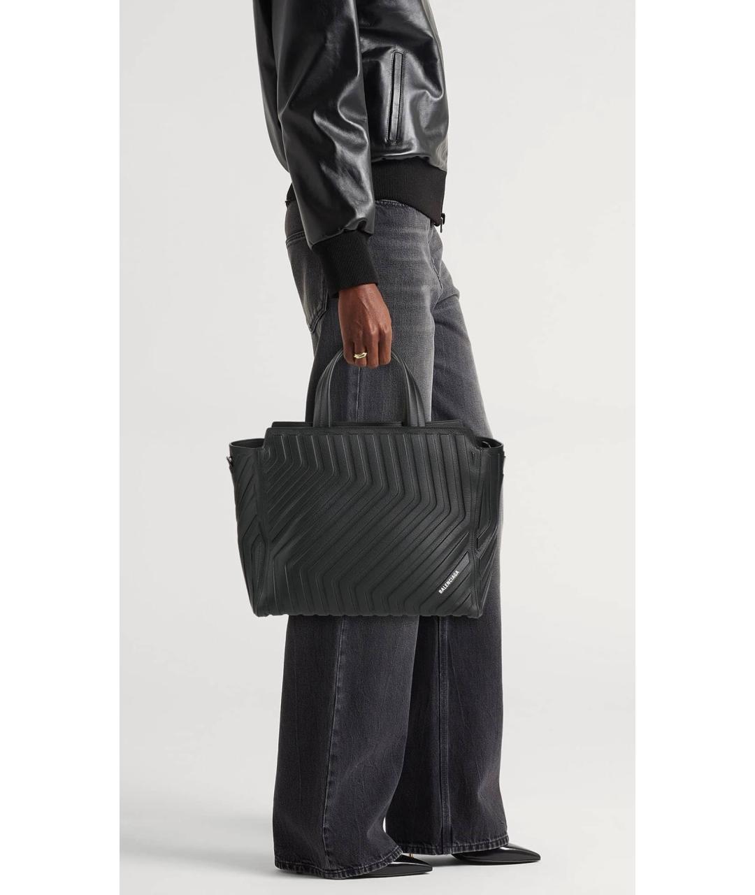 BALENCIAGA Черная кожаная сумка тоут, фото 3