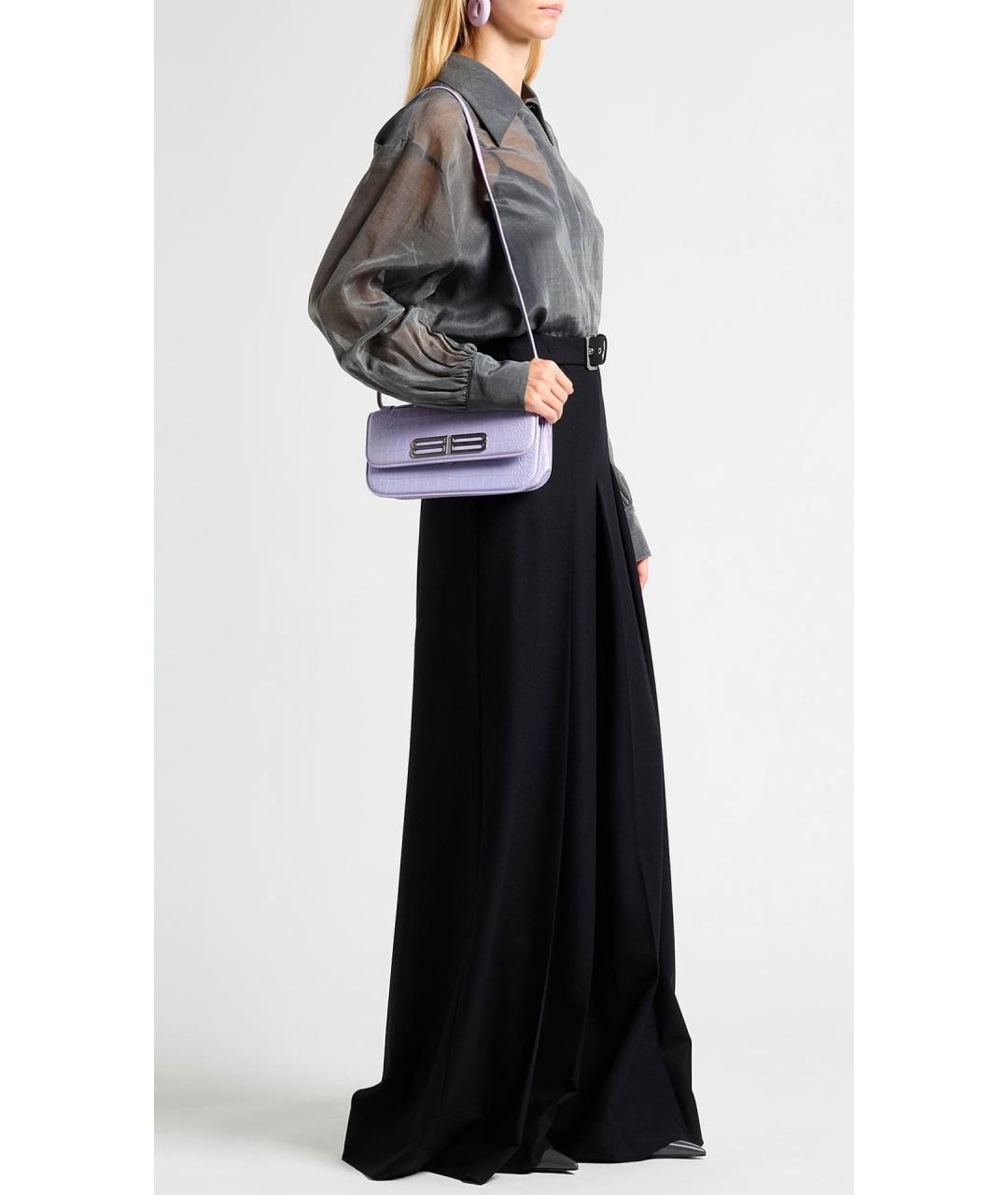 BALENCIAGA Фиолетовая кожаная сумка через плечо, фото 3