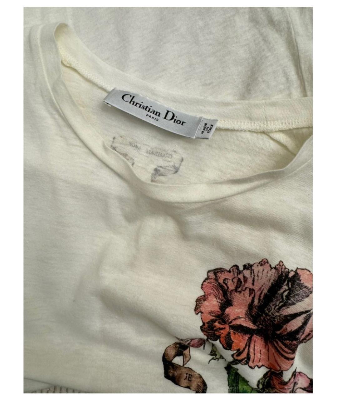 CHRISTIAN DIOR Белая хлопковая футболка, фото 3