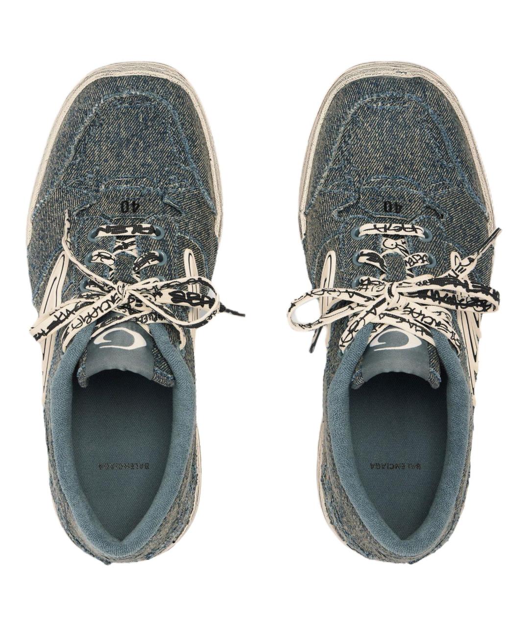 BALENCIAGA Синие текстильные низкие кроссовки / кеды, фото 3