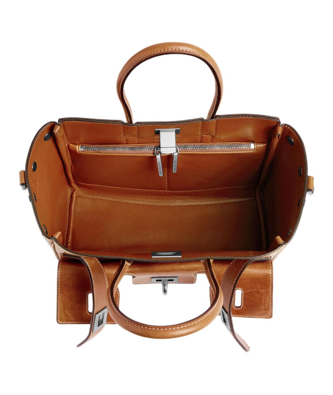 BALENCIAGA Коричневая кожаная сумка тоут, фото 5