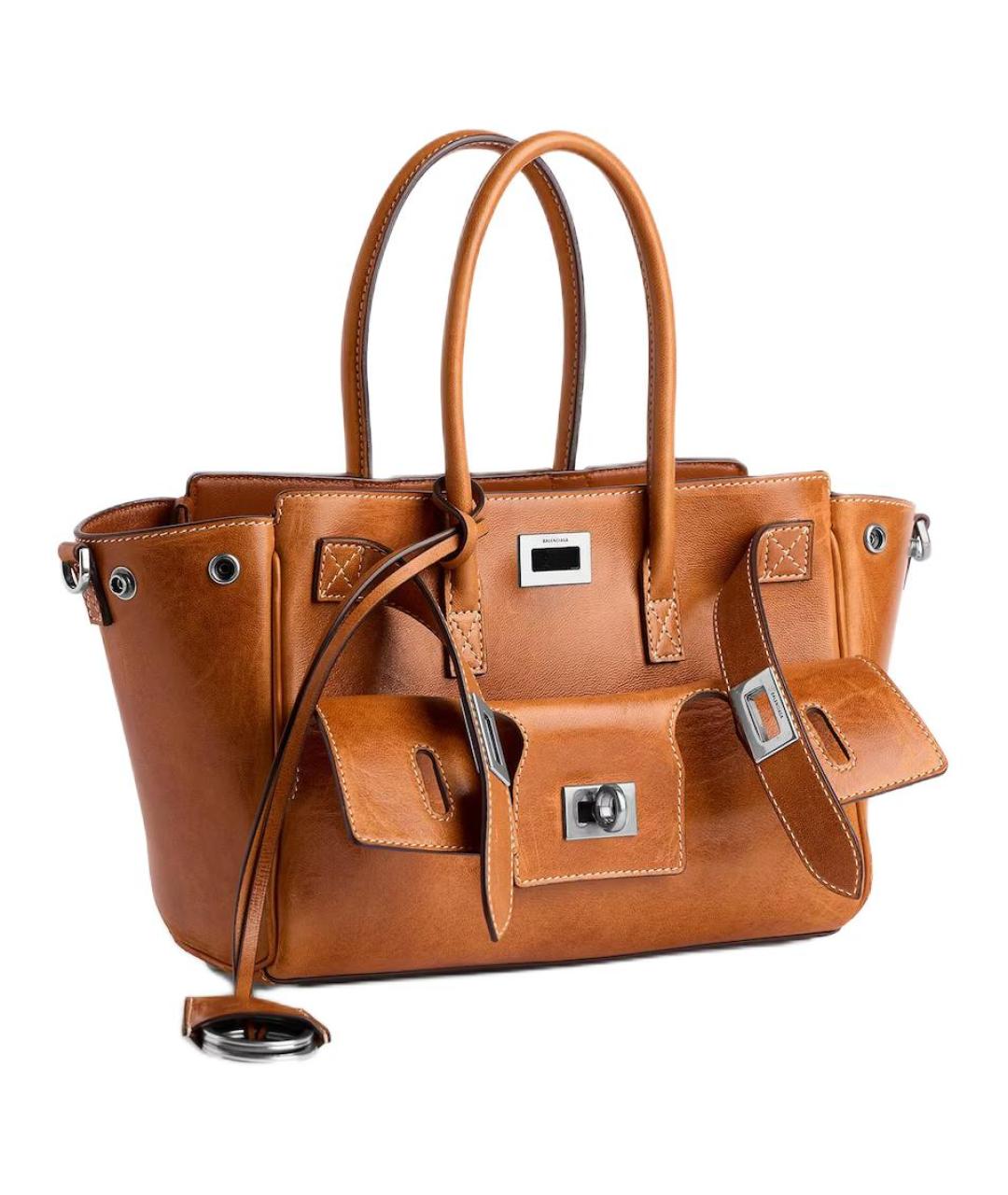 BALENCIAGA Коричневая кожаная сумка тоут, фото 2