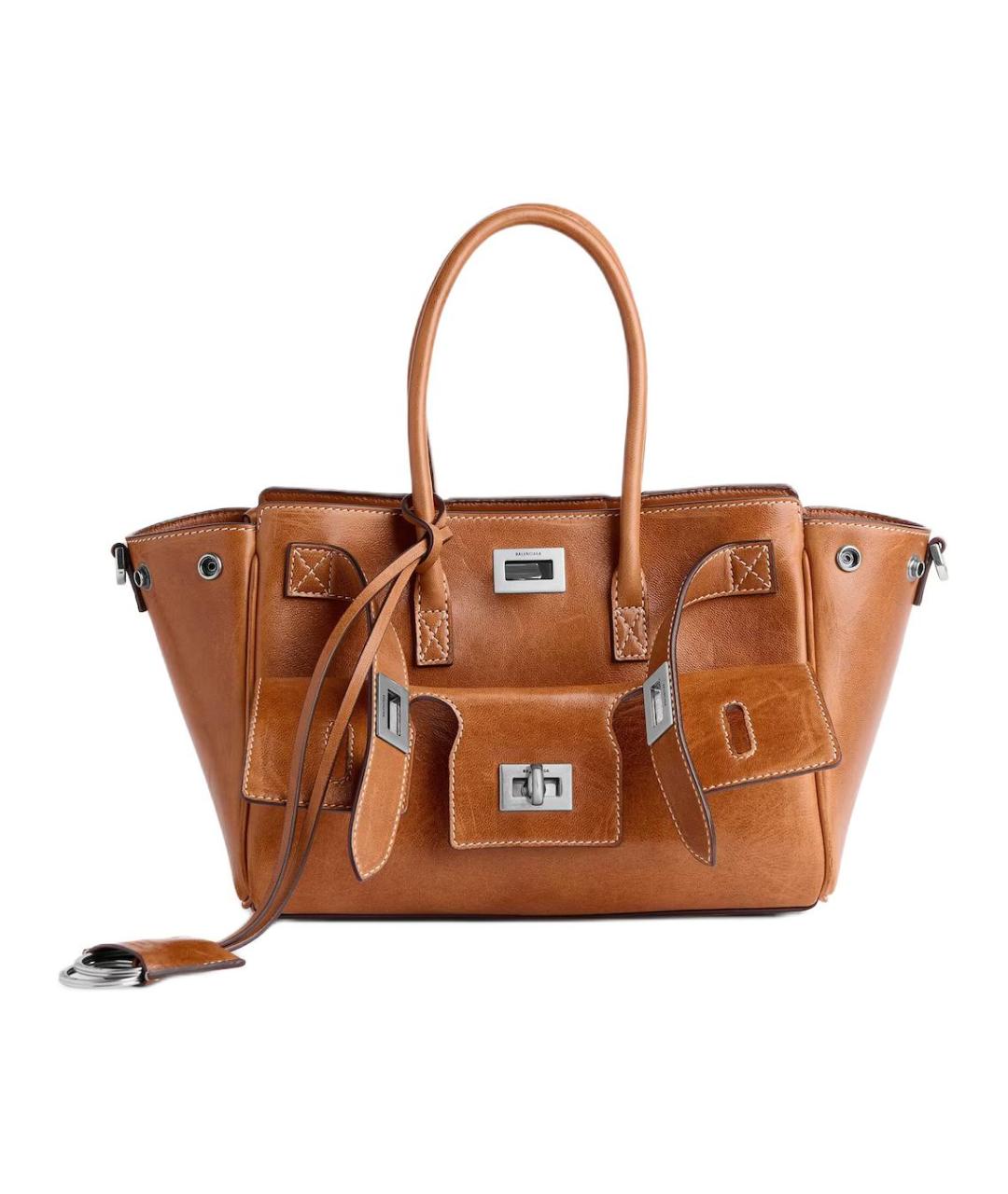 BALENCIAGA Коричневая кожаная сумка тоут, фото 1