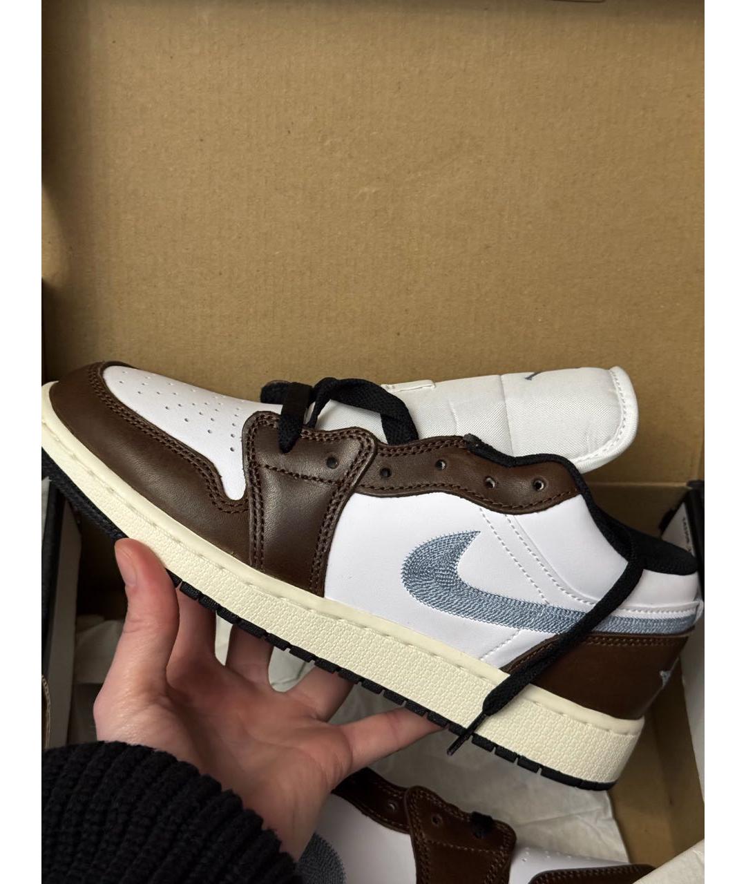 JORDAN Коричневые кожаные кеды, фото 3