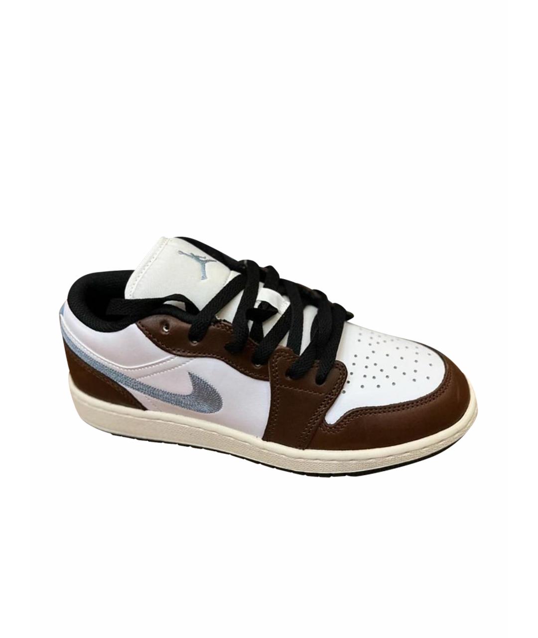 JORDAN Коричневые кожаные кеды, фото 1