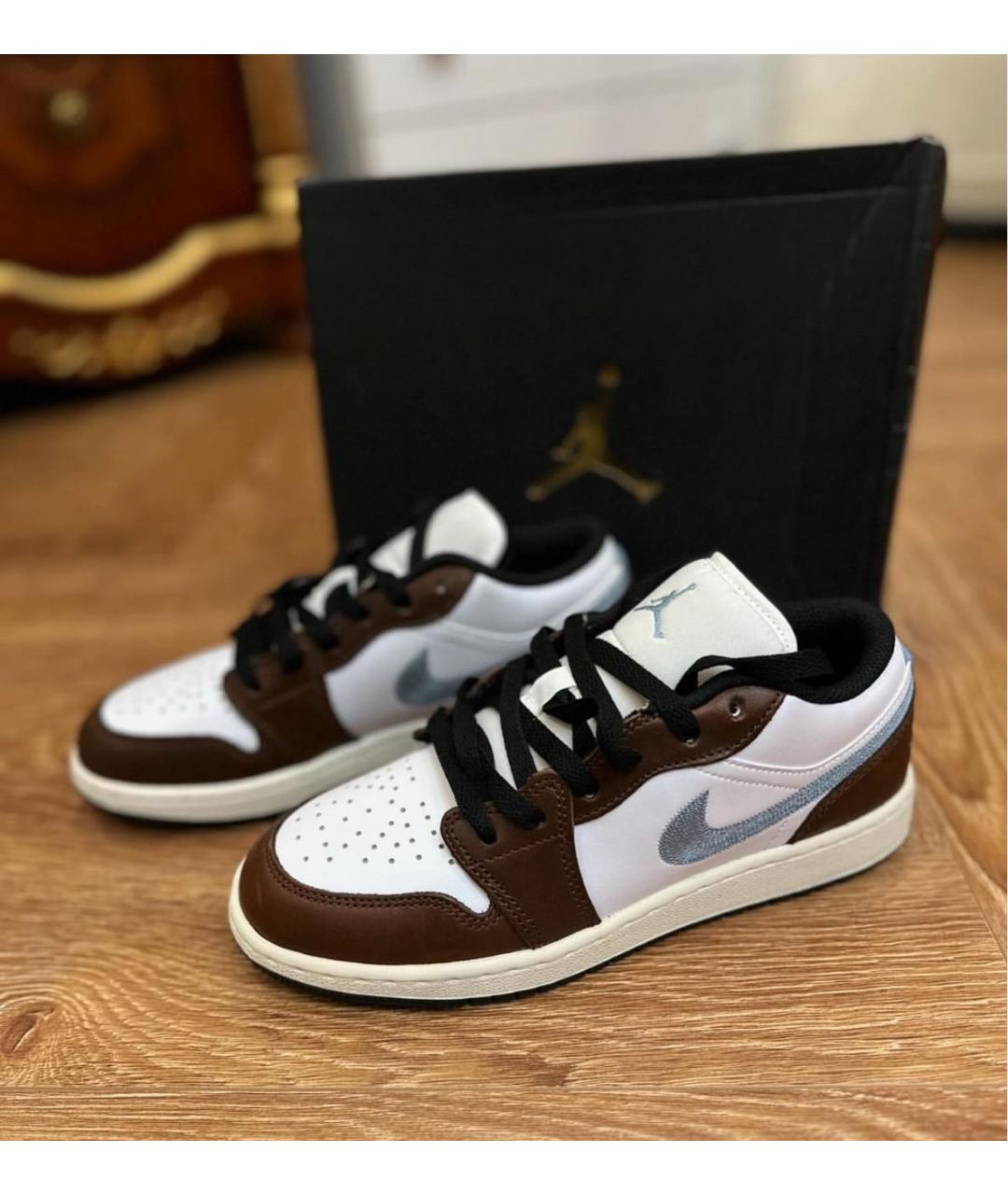 JORDAN Коричневые кожаные кеды, фото 4