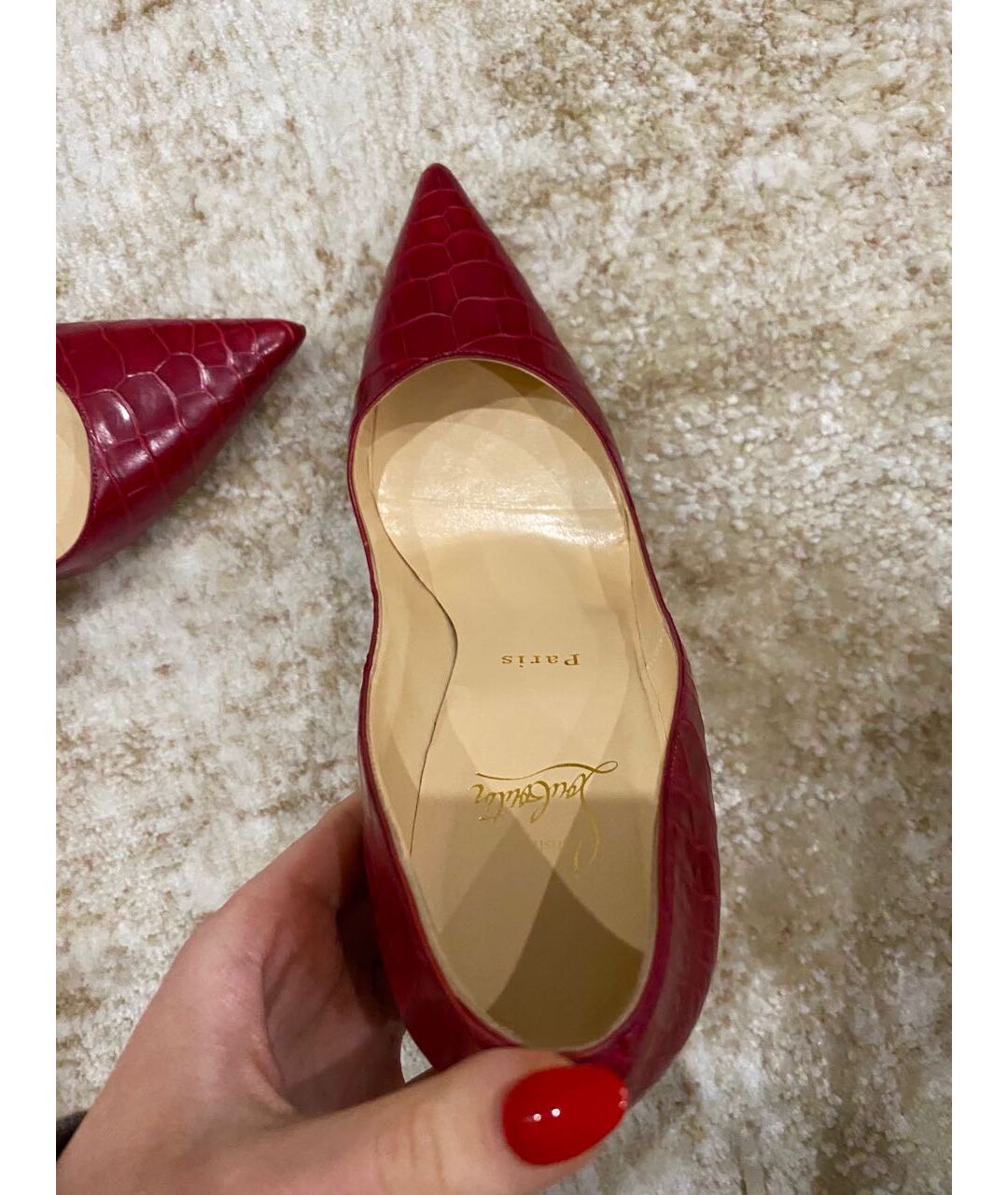 CHRISTIAN LOUBOUTIN Красные туфли из экзотической кожи, фото 4