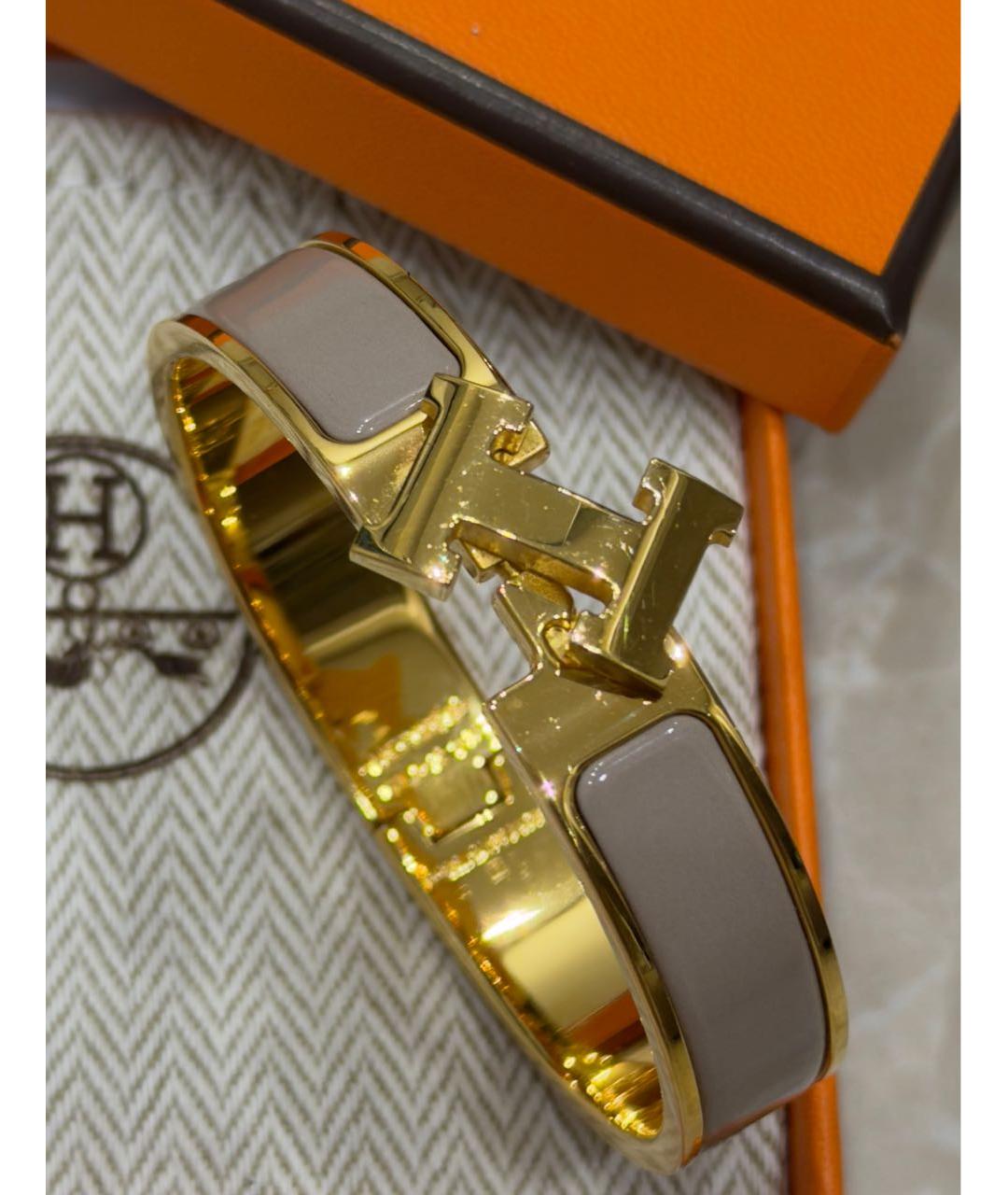 HERMES Бежевый металлический браслет, фото 4