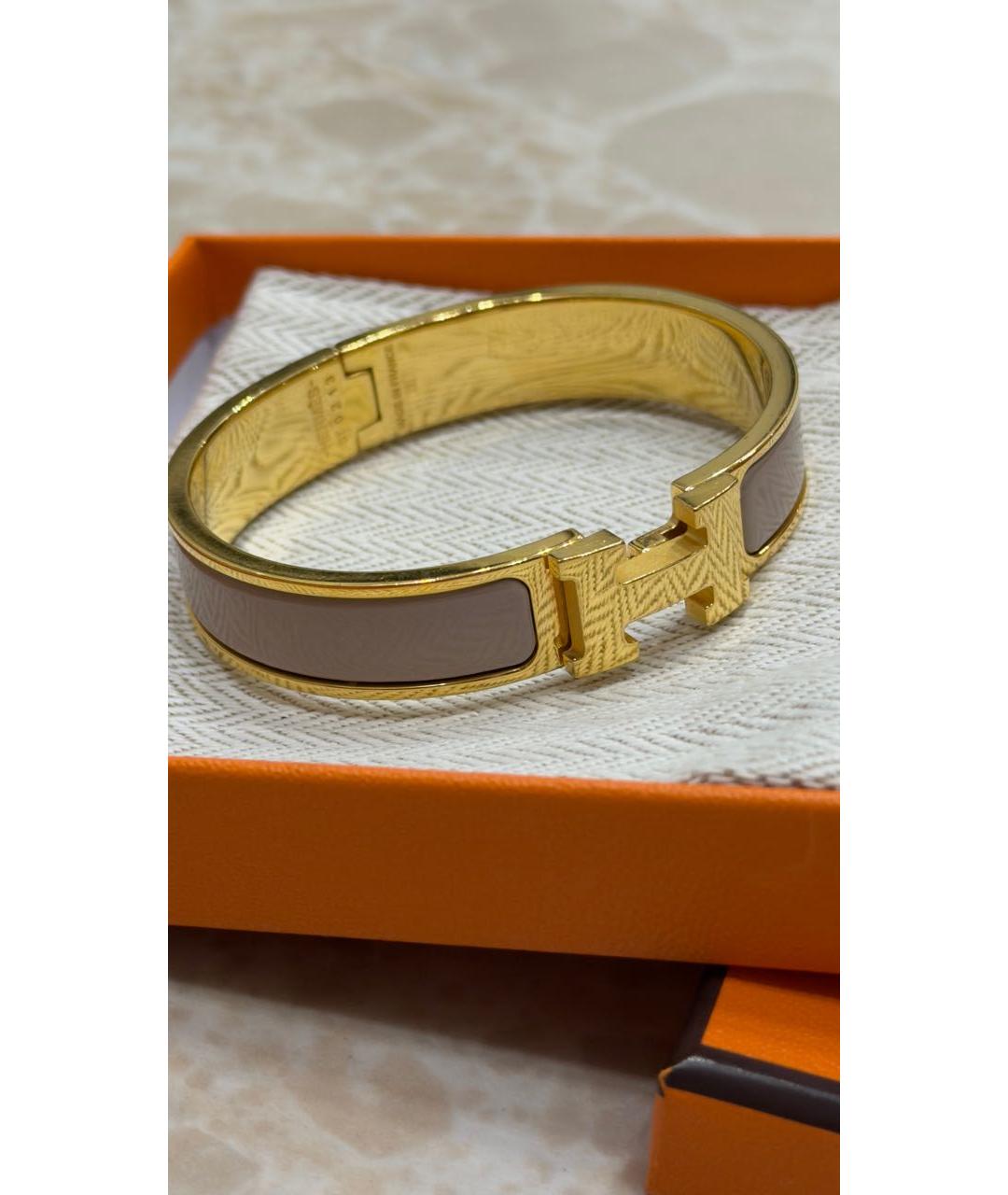 HERMES Бежевый металлический браслет, фото 5