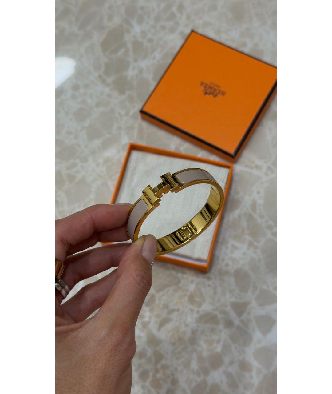HERMES Бежевый металлический браслет, фото 3