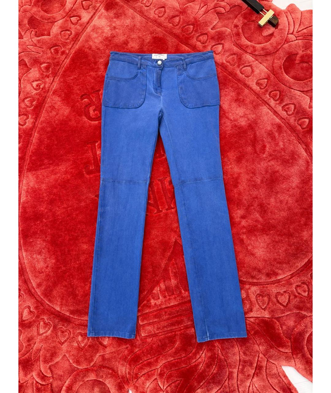 CHANEL Голубые хлопко-эластановые прямые джинсы, фото 7