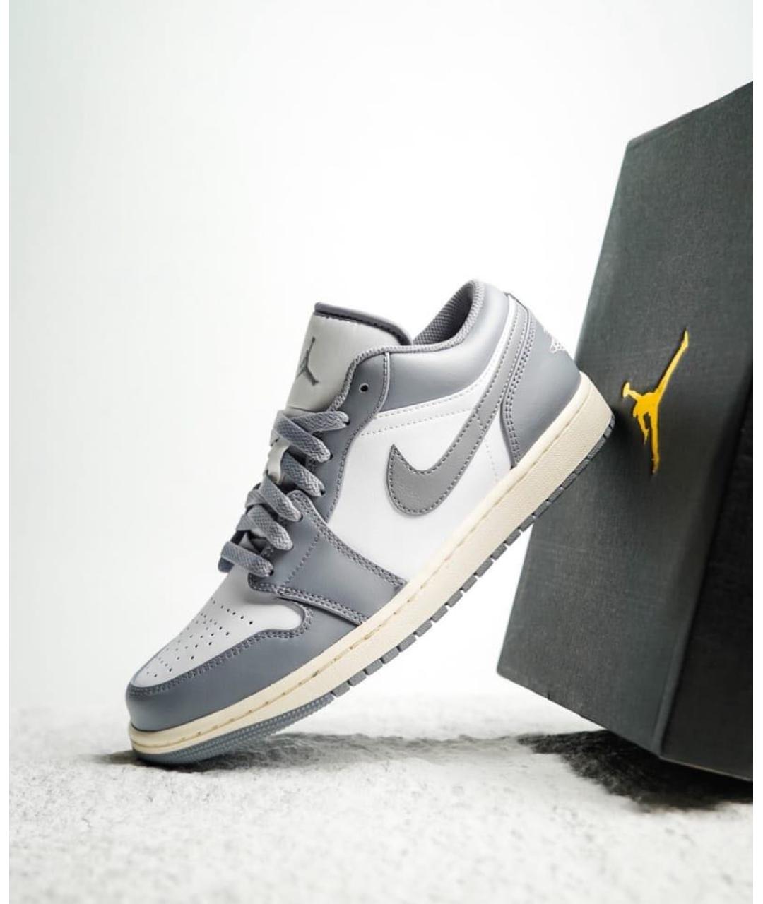 JORDAN Серые кожаные низкие кроссовки / кеды, фото 6