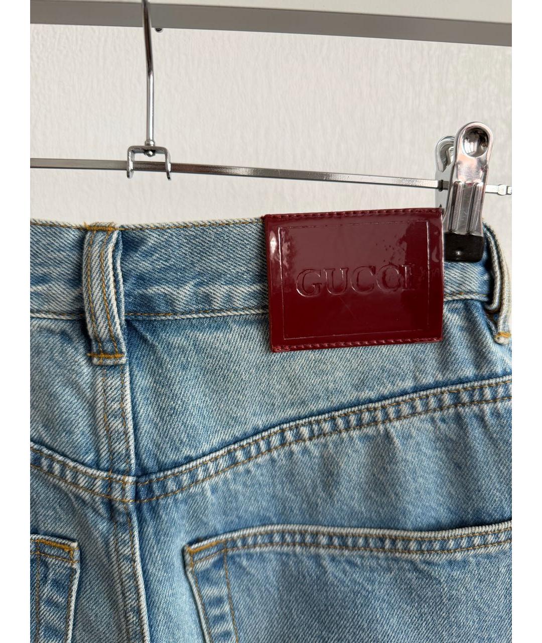 GUCCI Синие хлопковые прямые джинсы, фото 3