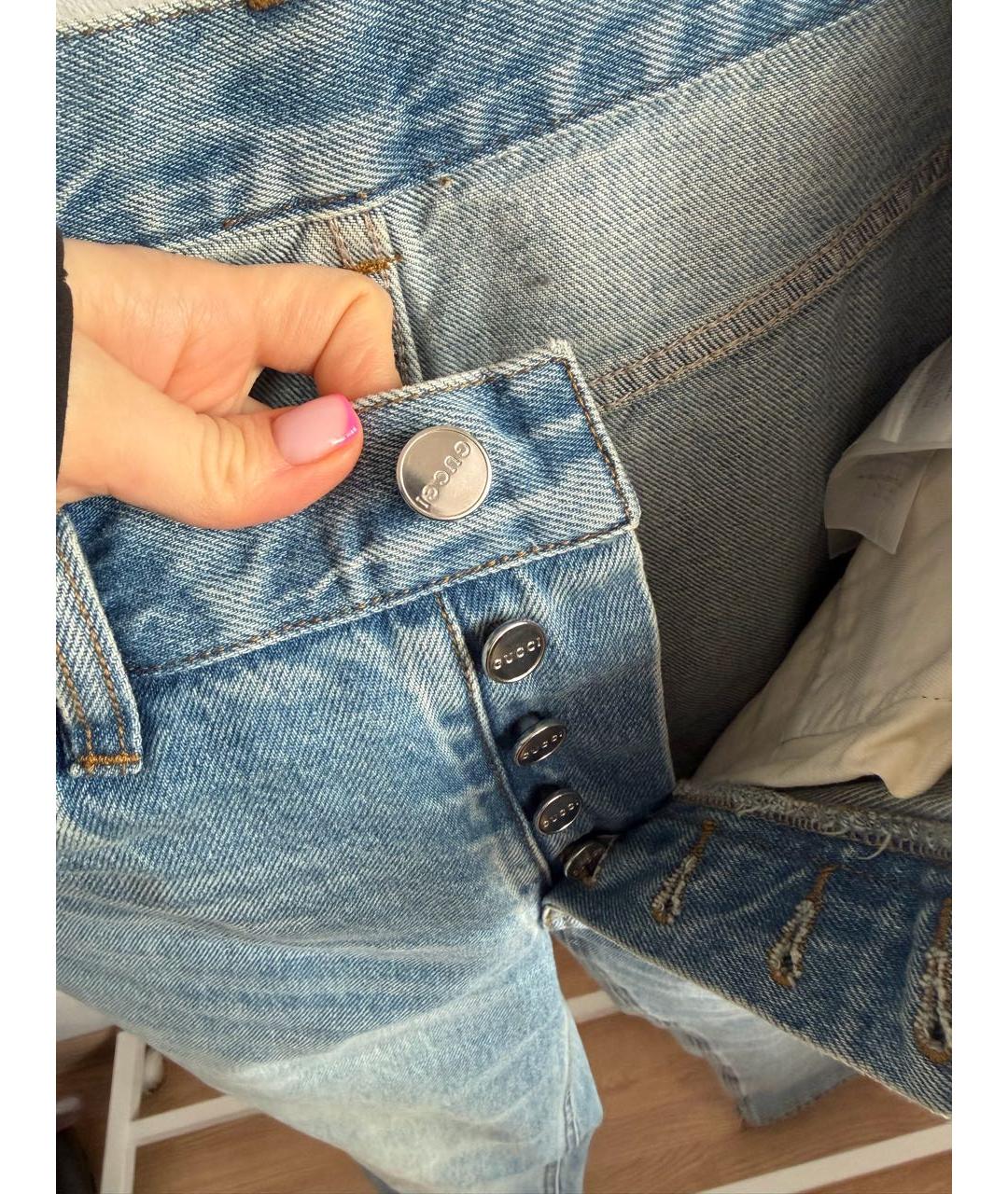 GUCCI Синие хлопковые прямые джинсы, фото 4