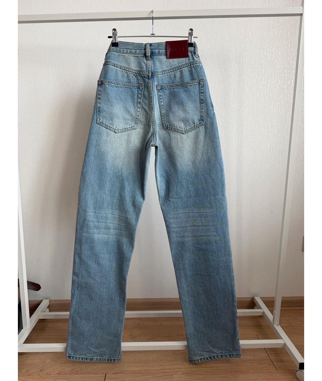 GUCCI Синие хлопковые прямые джинсы, фото 2