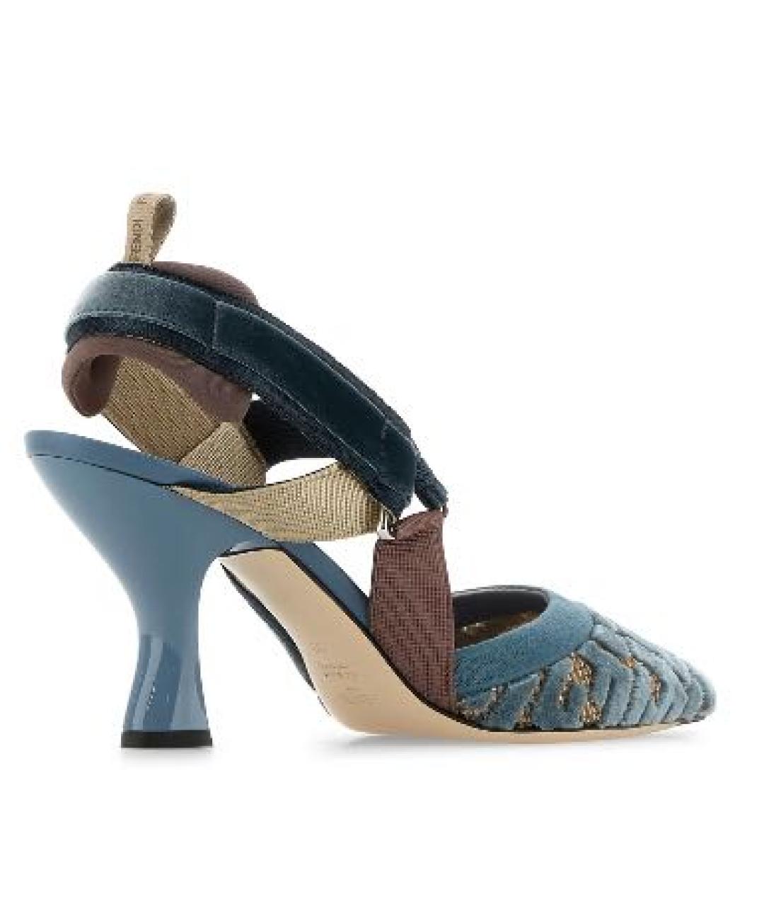 FENDI Синие текстильные туфли, фото 3