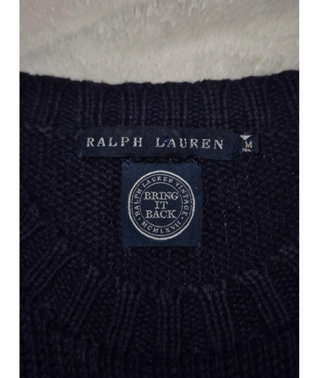 RALPH LAUREN Темно-синий хлопковый джемпер / свитер, фото 3
