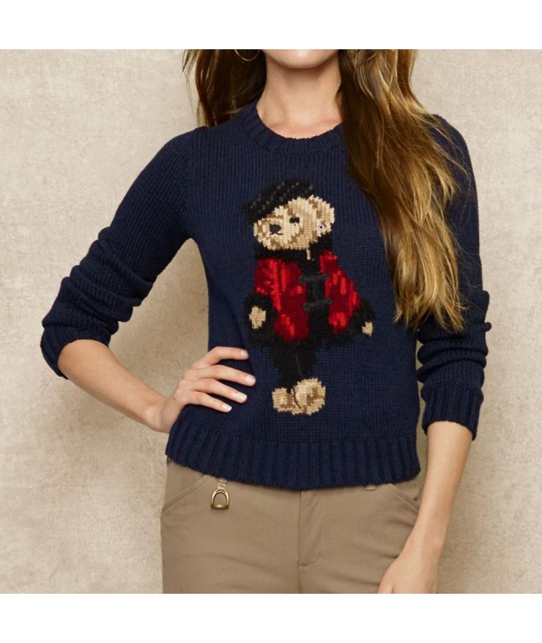 RALPH LAUREN Темно-синий хлопковый джемпер / свитер, фото 6