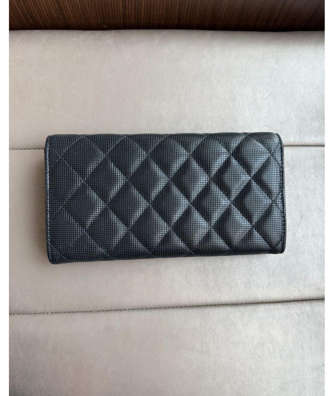 CHANEL Черный кожаный кошелек, фото 3