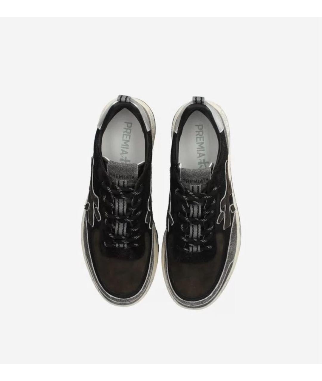 PREMIATA Черные кожаные низкие кроссовки / кеды, фото 2