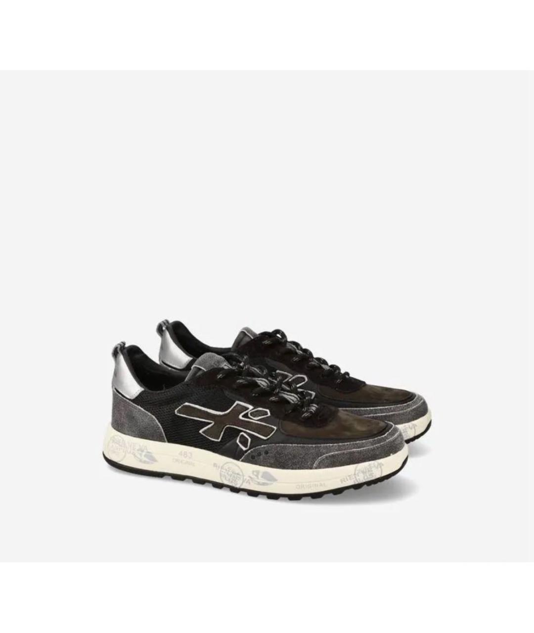 PREMIATA Черные кожаные низкие кроссовки / кеды, фото 3