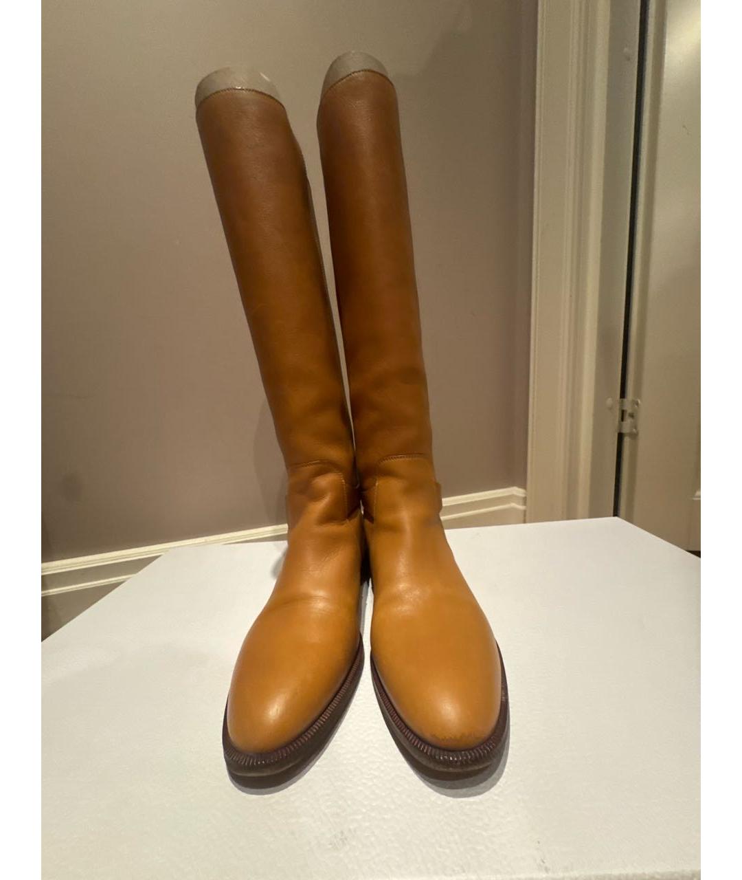CHRISTIAN DIOR Коричневые кожаные сапоги, фото 2