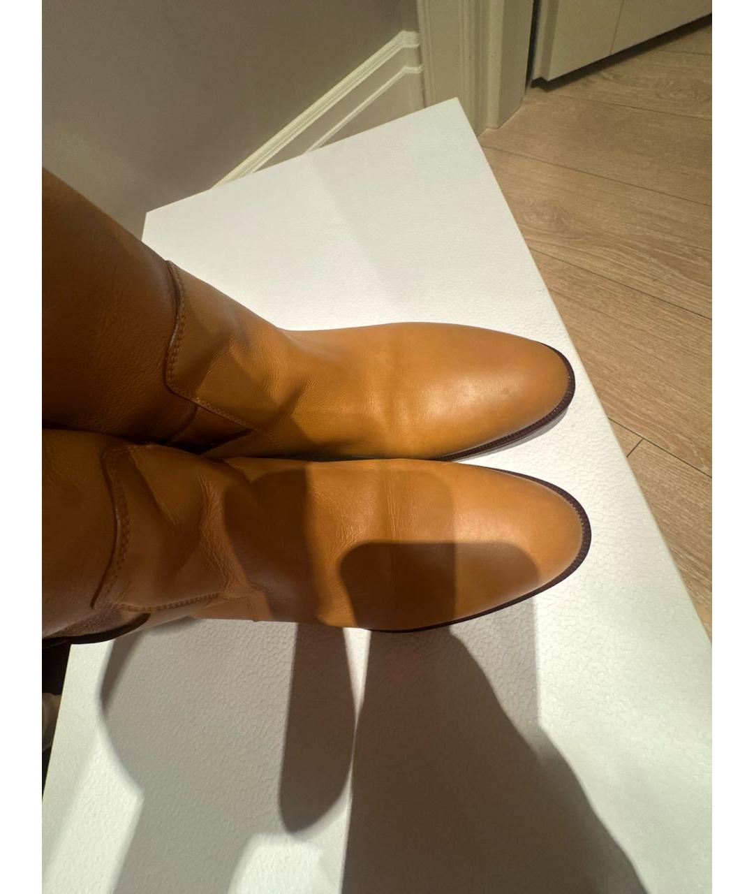 CHRISTIAN DIOR Коричневые кожаные сапоги, фото 3