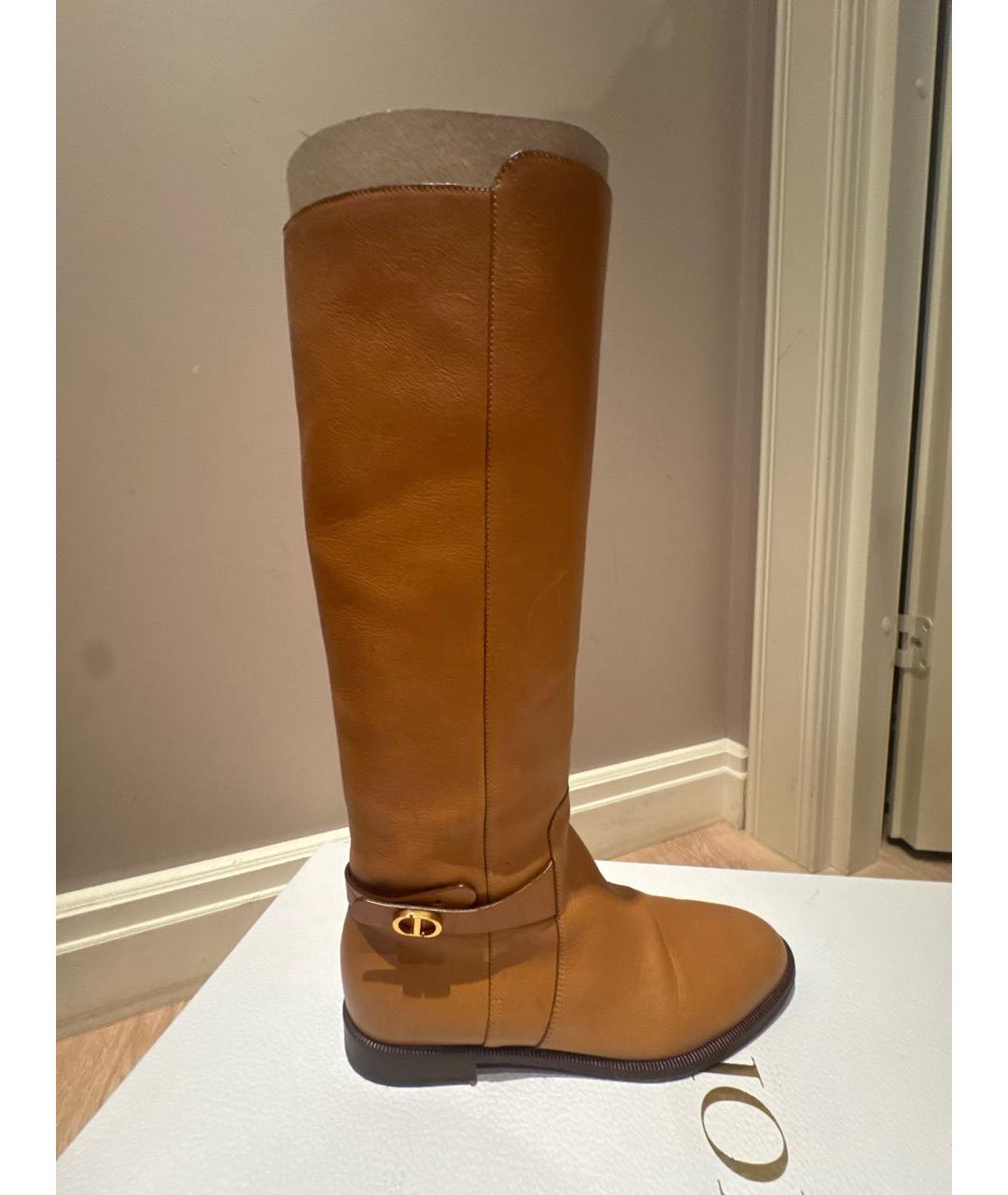 CHRISTIAN DIOR Коричневые кожаные сапоги, фото 5