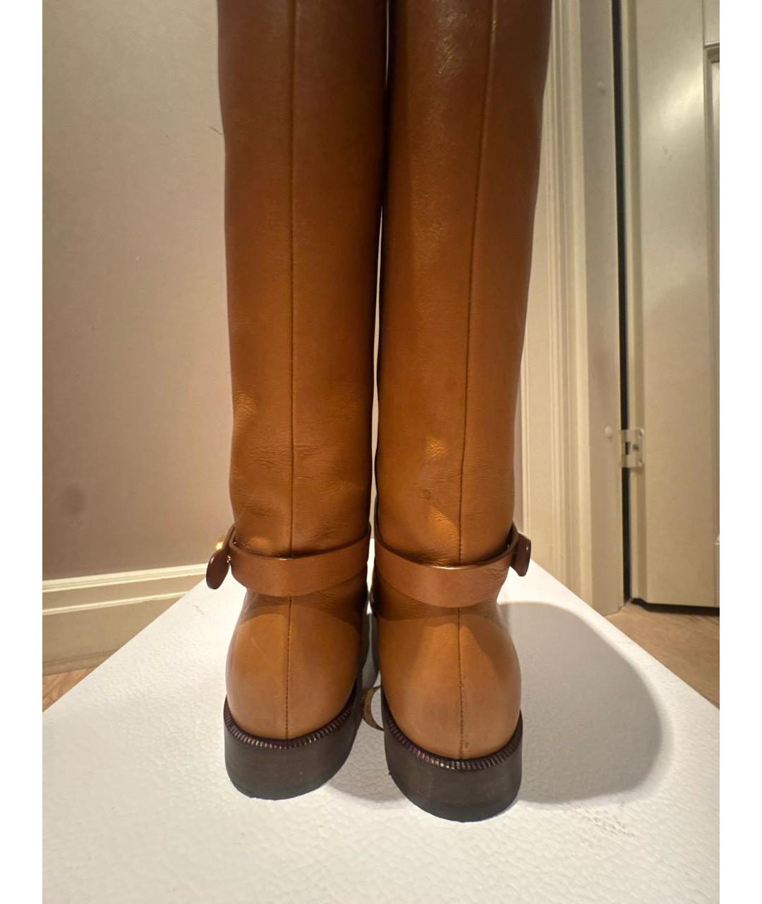CHRISTIAN DIOR Коричневые кожаные сапоги, фото 4
