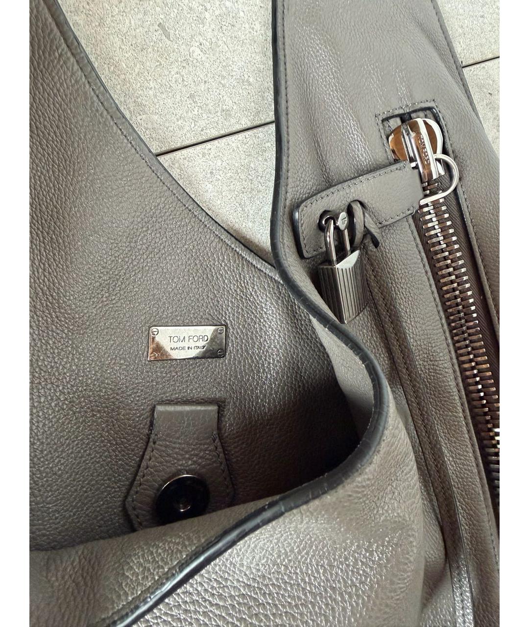 TOM FORD Антрацитовая кожаная сумка тоут, фото 7