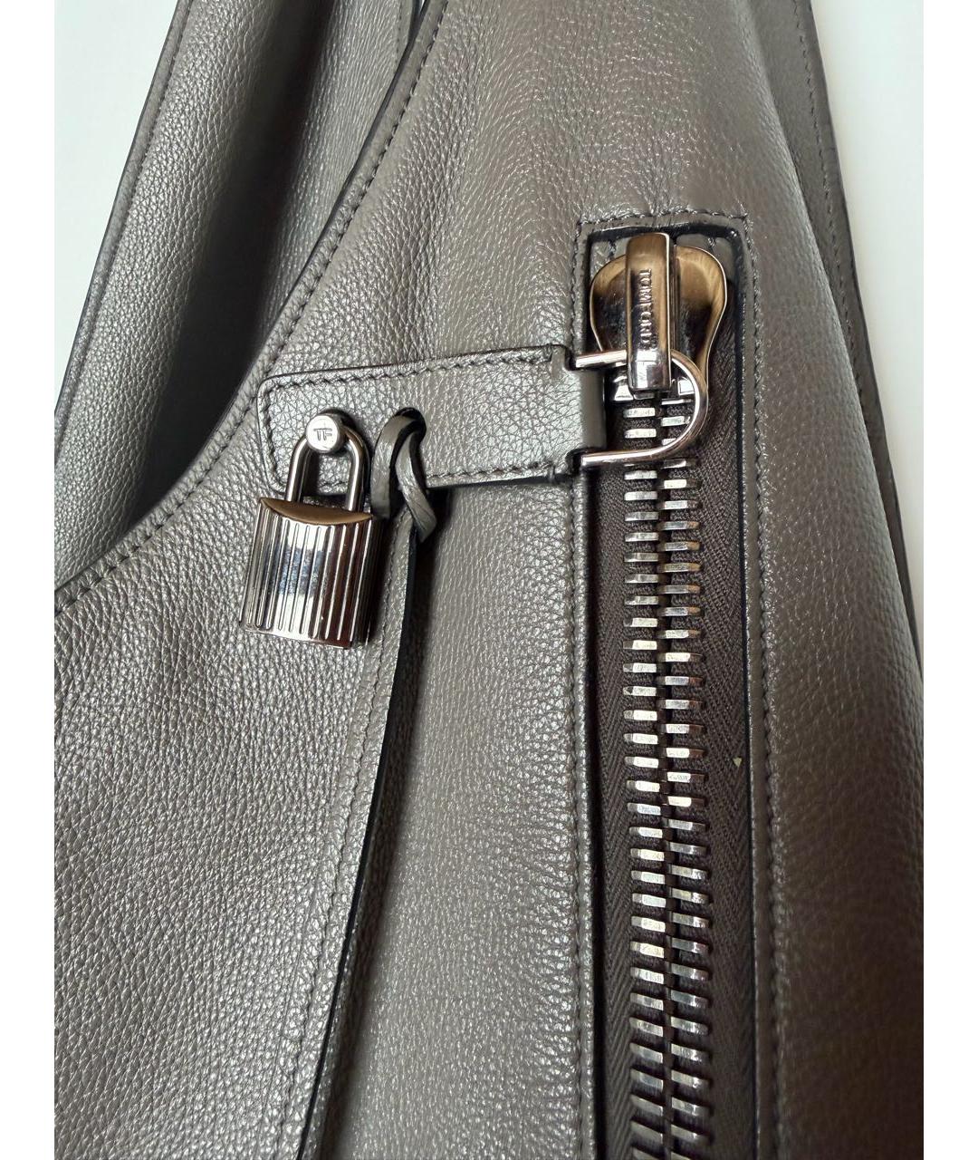 TOM FORD Антрацитовая кожаная сумка тоут, фото 4