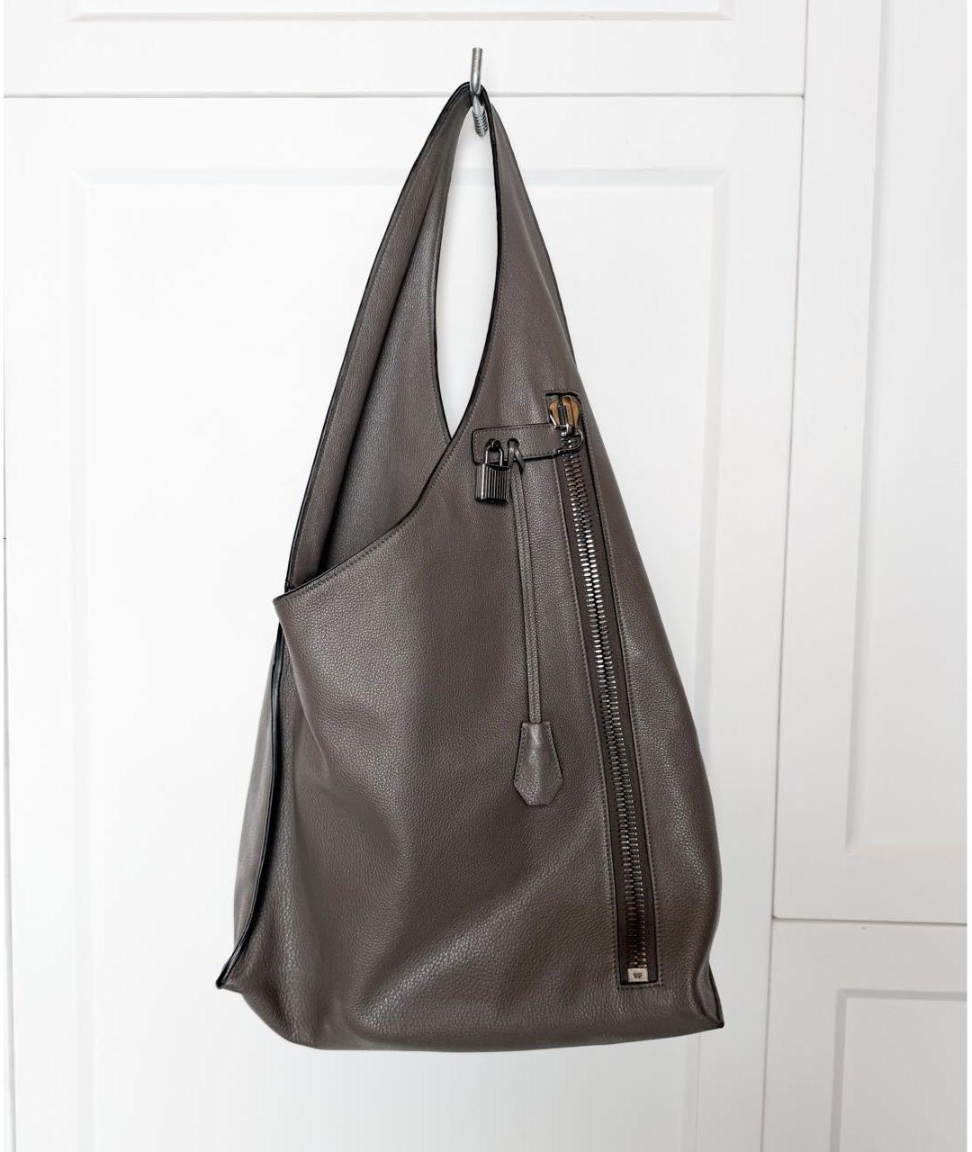 TOM FORD Антрацитовая кожаная сумка тоут, фото 8