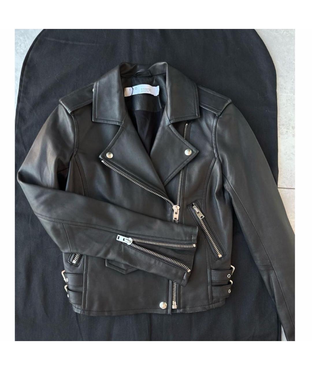 IRO Черная кожаная куртка, фото 2