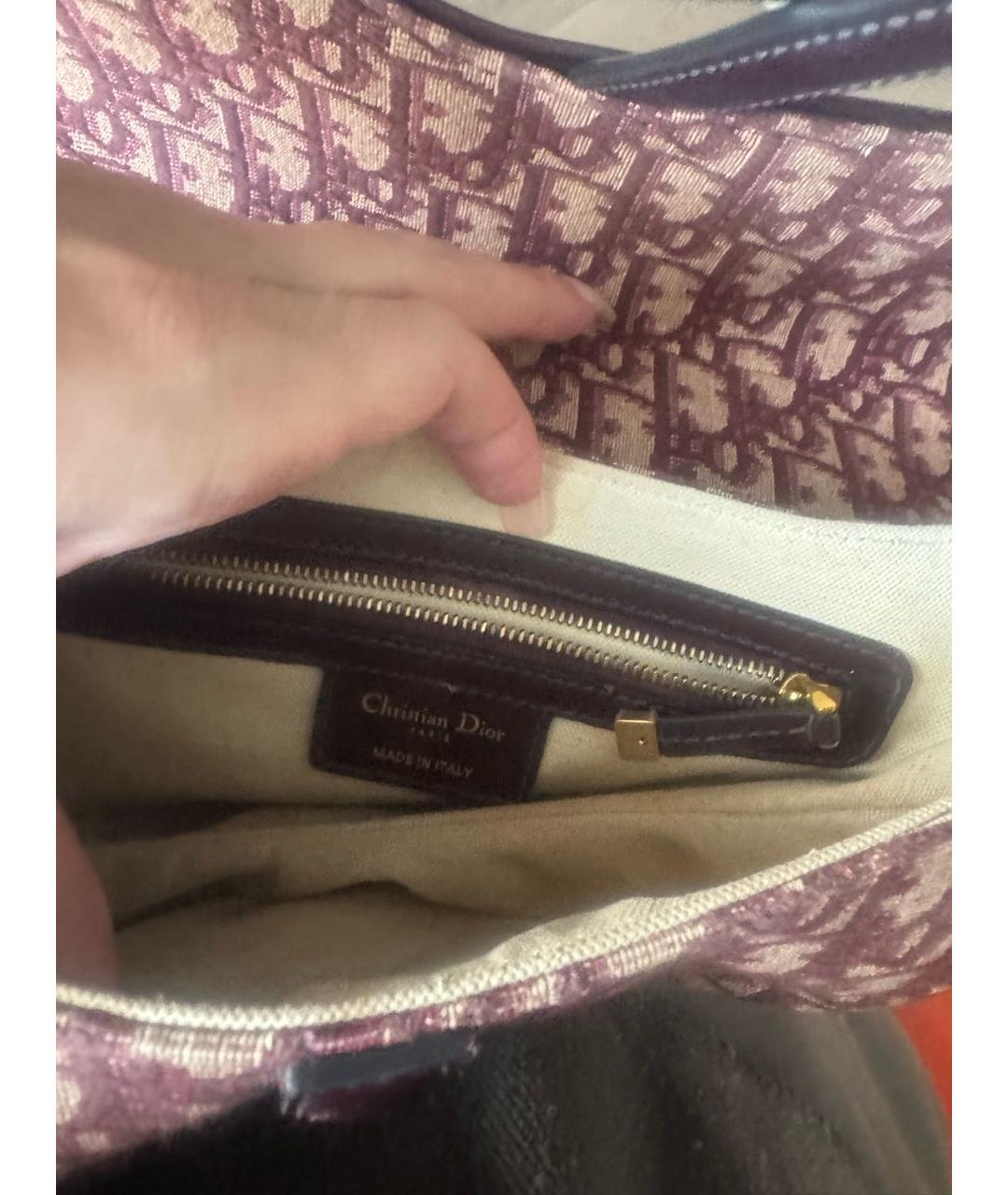 CHRISTIAN DIOR Бордовая жаккардовая сумка через плечо, фото 4
