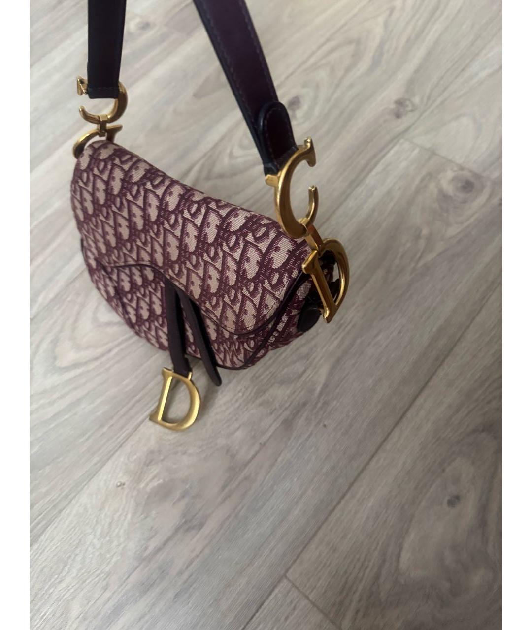 CHRISTIAN DIOR Бордовая жаккардовая сумка через плечо, фото 2