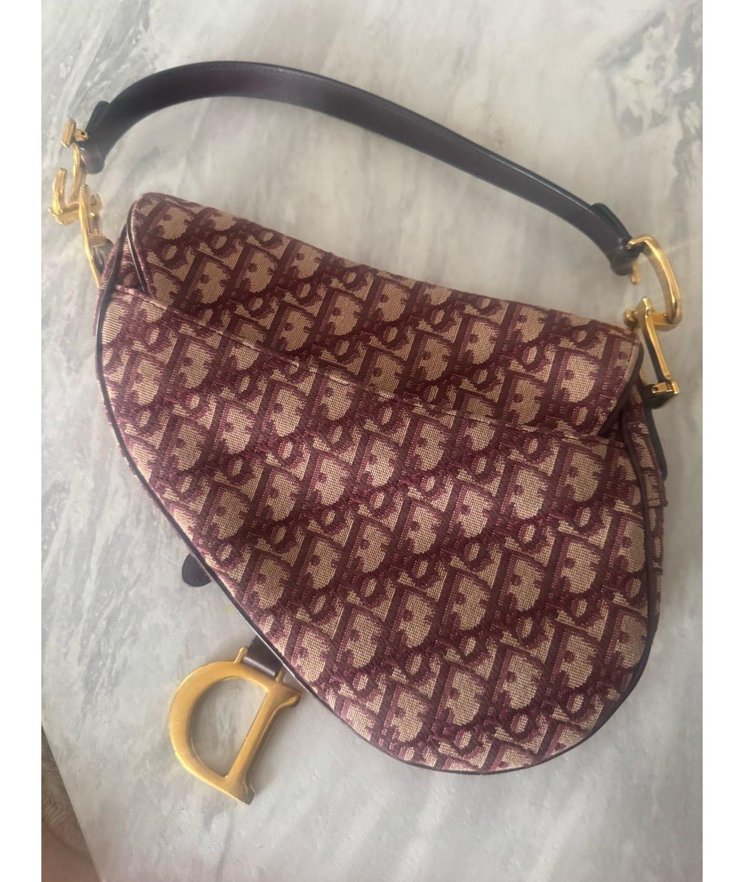 CHRISTIAN DIOR Бордовая жаккардовая сумка через плечо, фото 3
