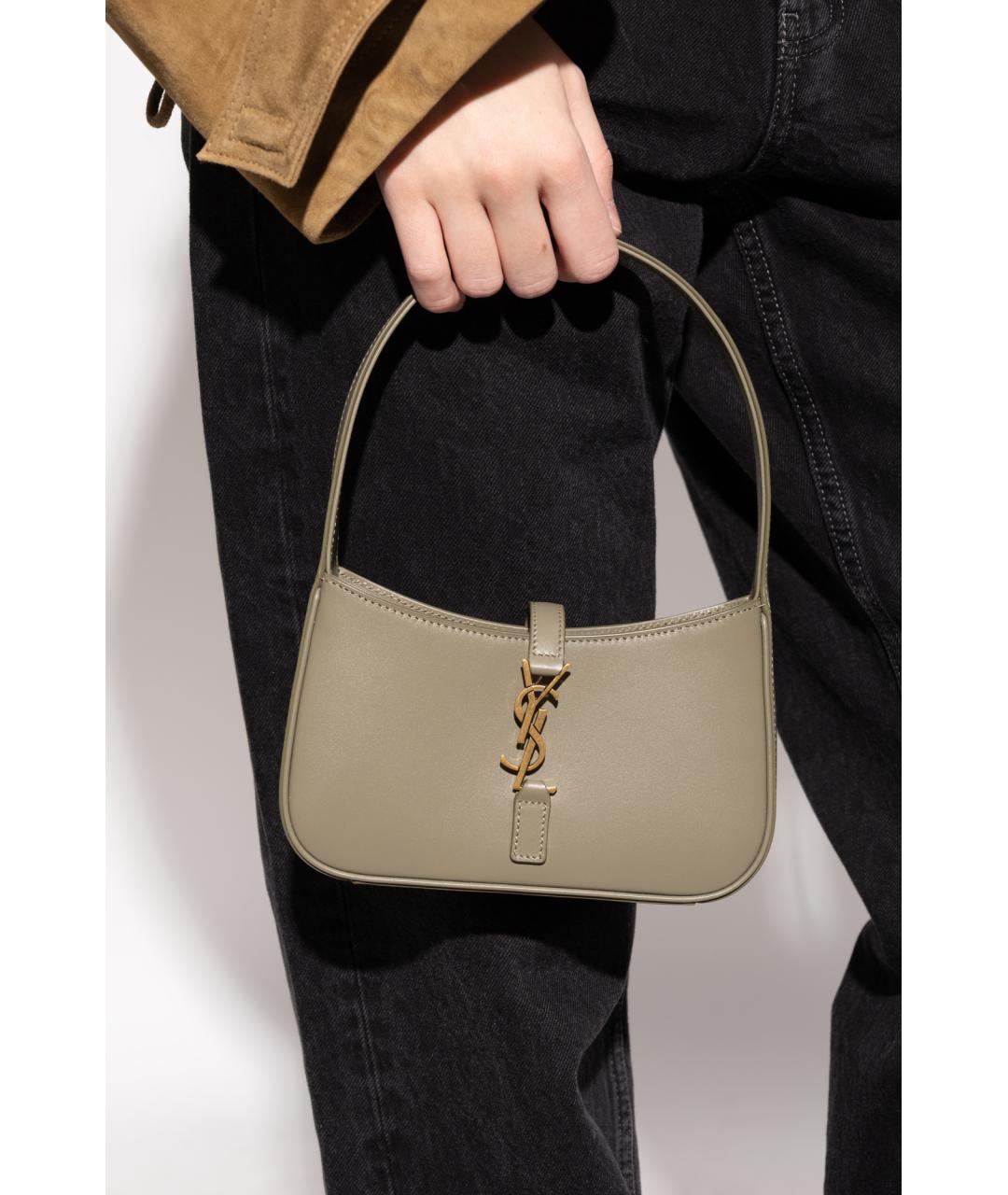 SAINT LAURENT Зеленая кожаная сумка через плечо, фото 5