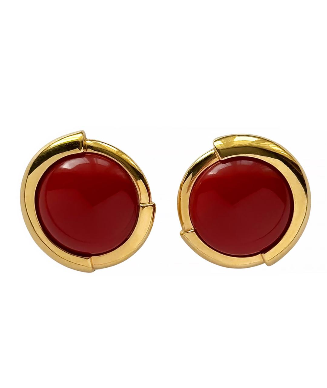 MONET Бордовые позолоченные серьги, фото 1