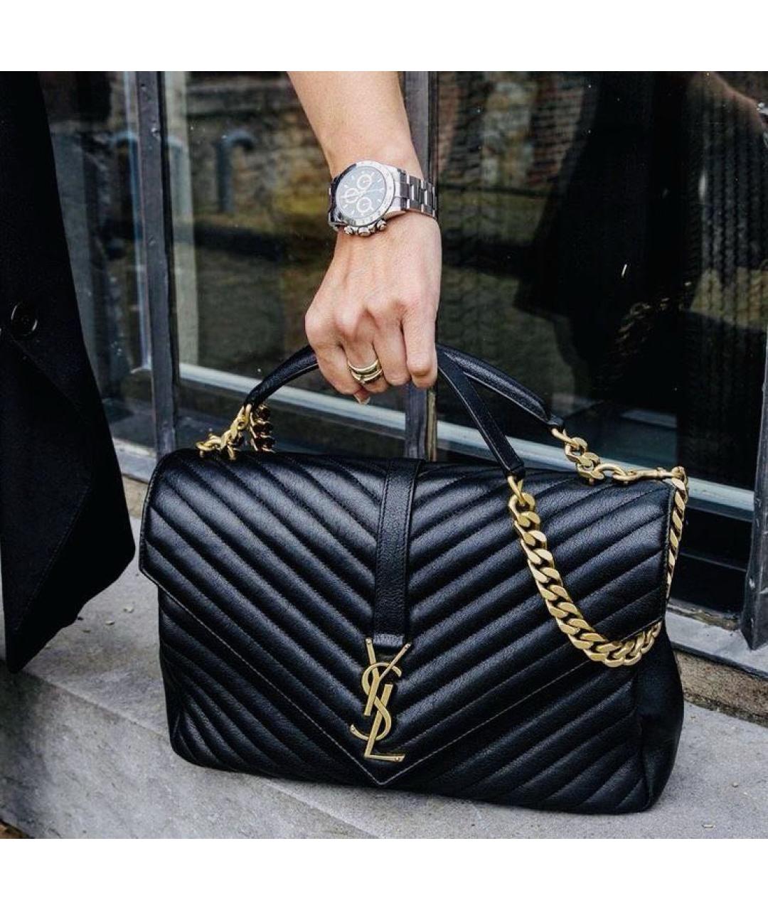 SAINT LAURENT Черная кожаная сумка через плечо, фото 4