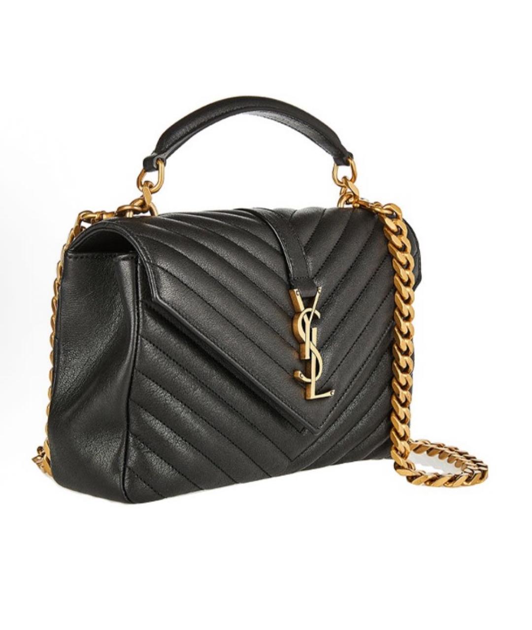 SAINT LAURENT Черная кожаная сумка через плечо, фото 2
