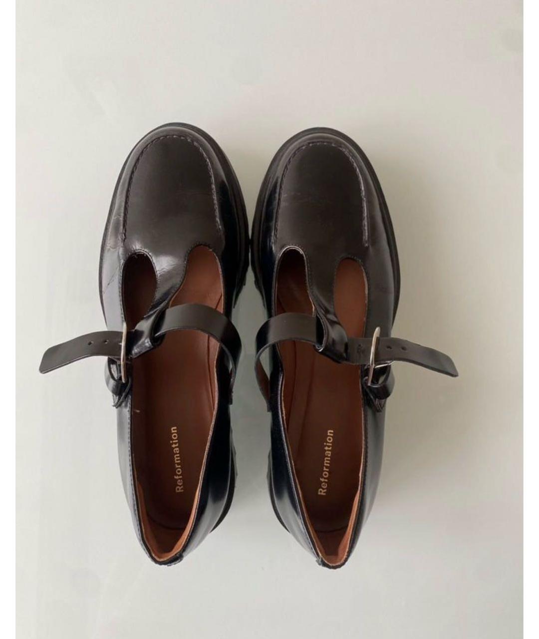REFORMATION Черные кожаные лоферы, фото 3