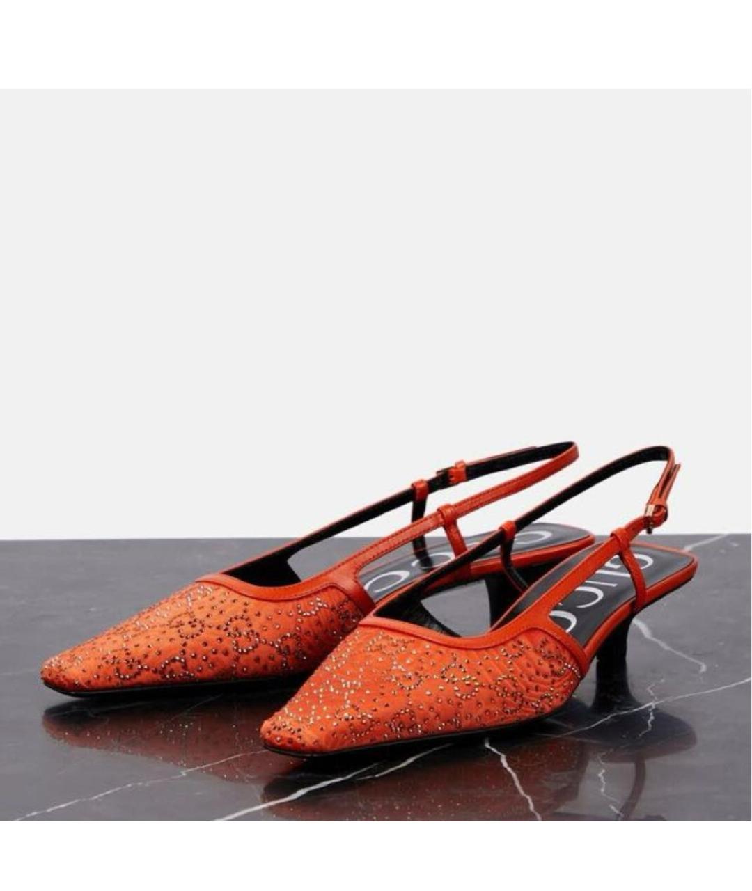 GUCCI Оранжевое текстильные туфли, фото 5