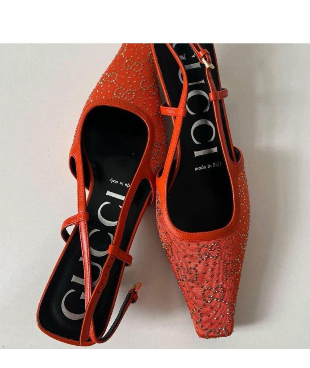 GUCCI Оранжевое текстильные туфли, фото 3