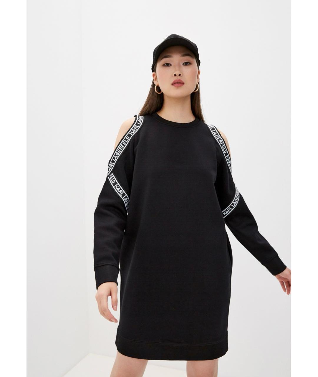 KARL LAGERFELD Черное вискозное повседневное платье, фото 4