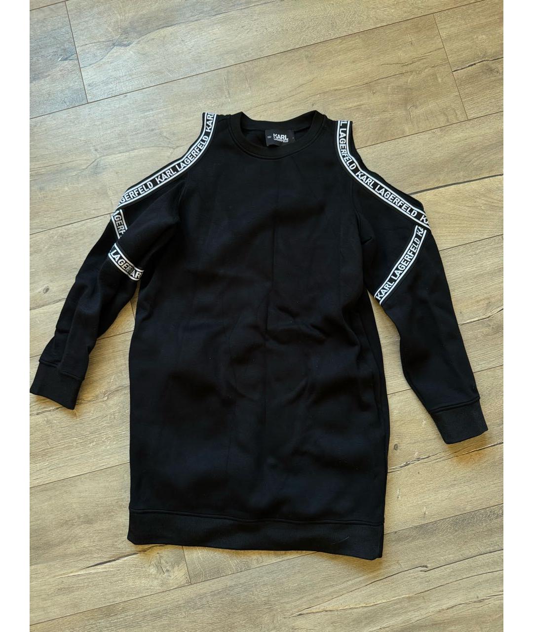 KARL LAGERFELD Черное вискозное повседневное платье, фото 5