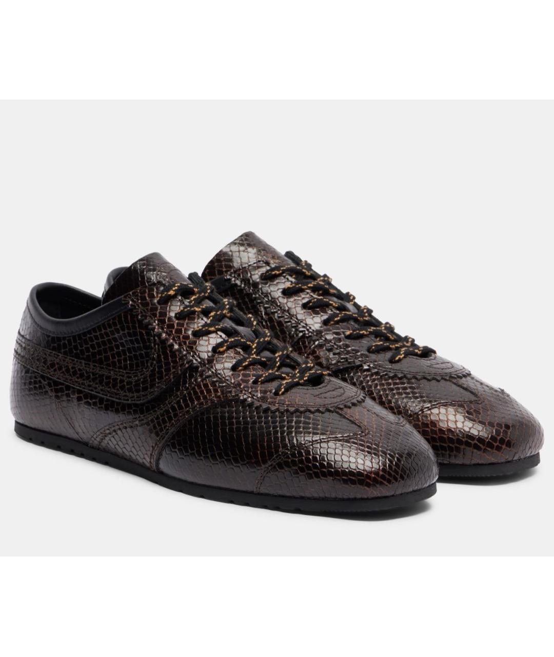 DRIES VAN NOTEN Коричневые кожаные кеды, фото 2