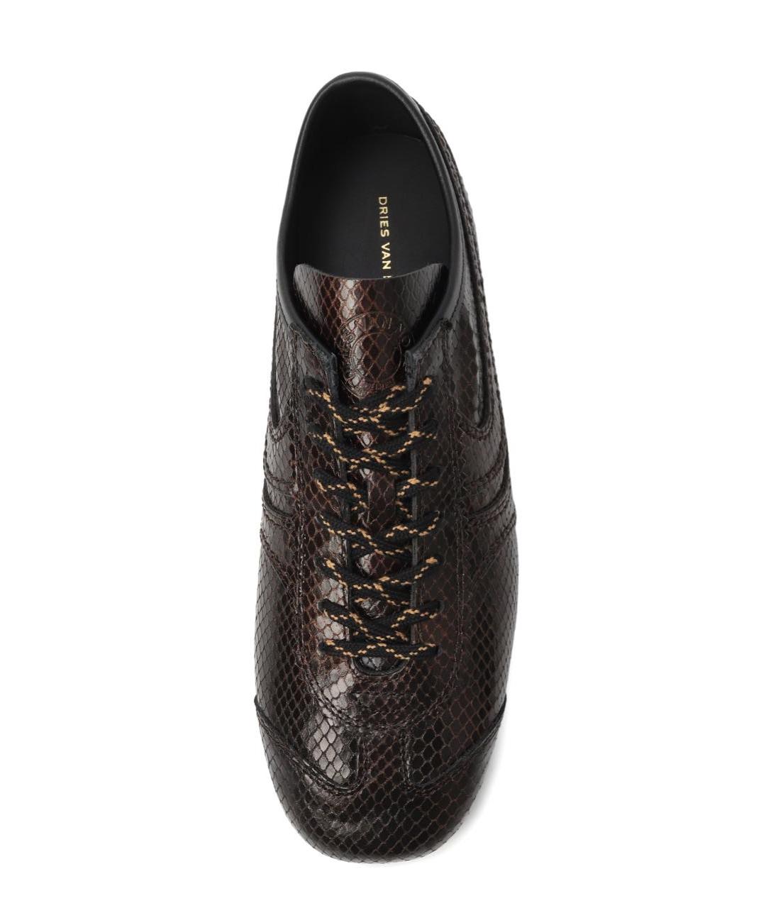 DRIES VAN NOTEN Коричневые кожаные кеды, фото 5