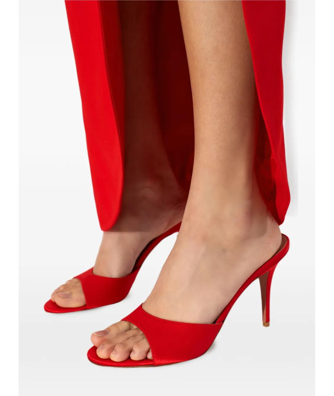 Amina Muaddi Красные кожаные мюли, фото 4