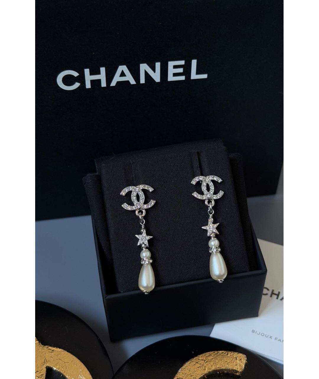 CHANEL Серебряные металлические серьги, фото 2