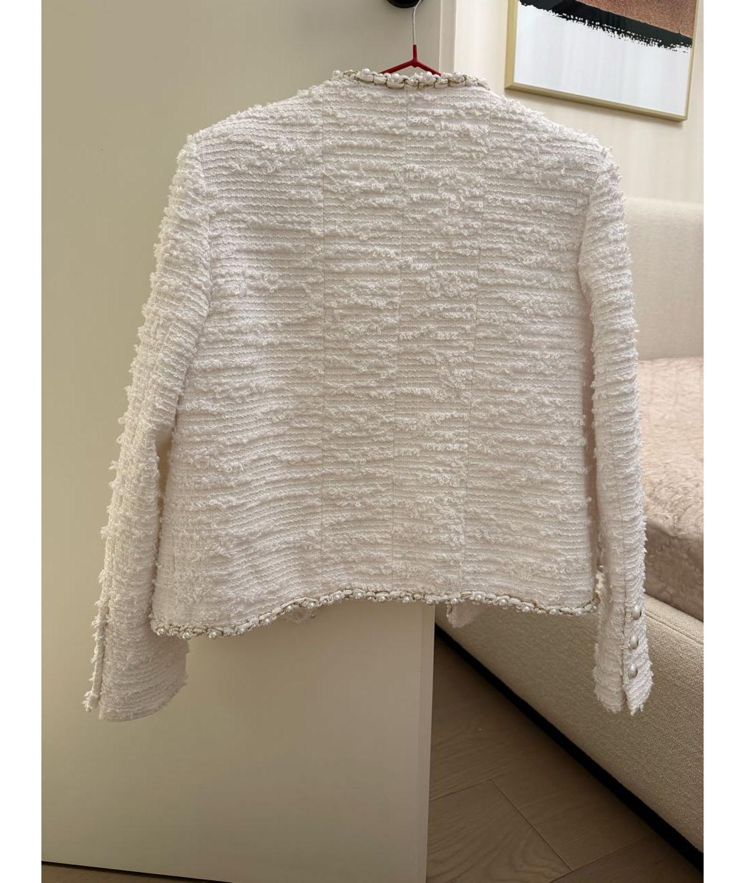 CHANEL Белый хлопковый жакет/пиджак, фото 2